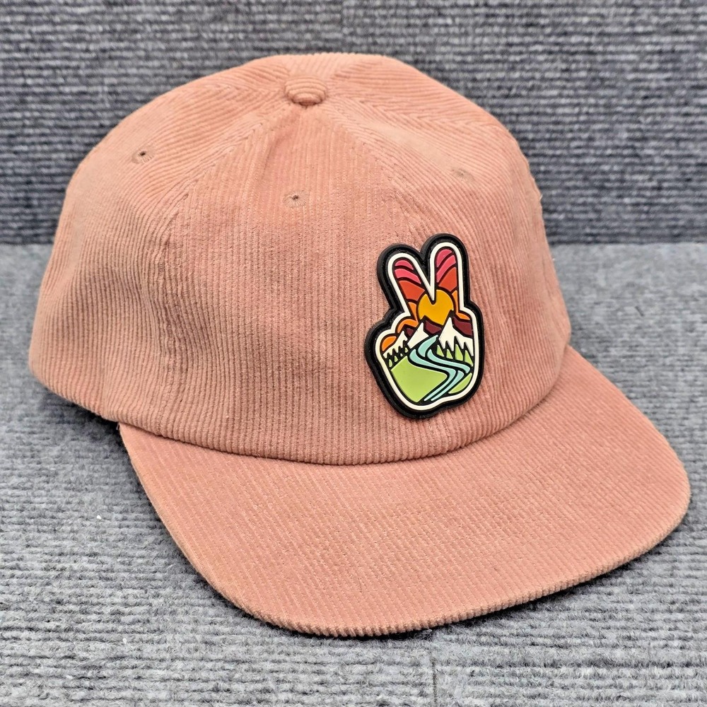 Atomic Child Hat Cap Womens Strap Back Pink‎ Corduroy Peace Sign Casual Outdoors